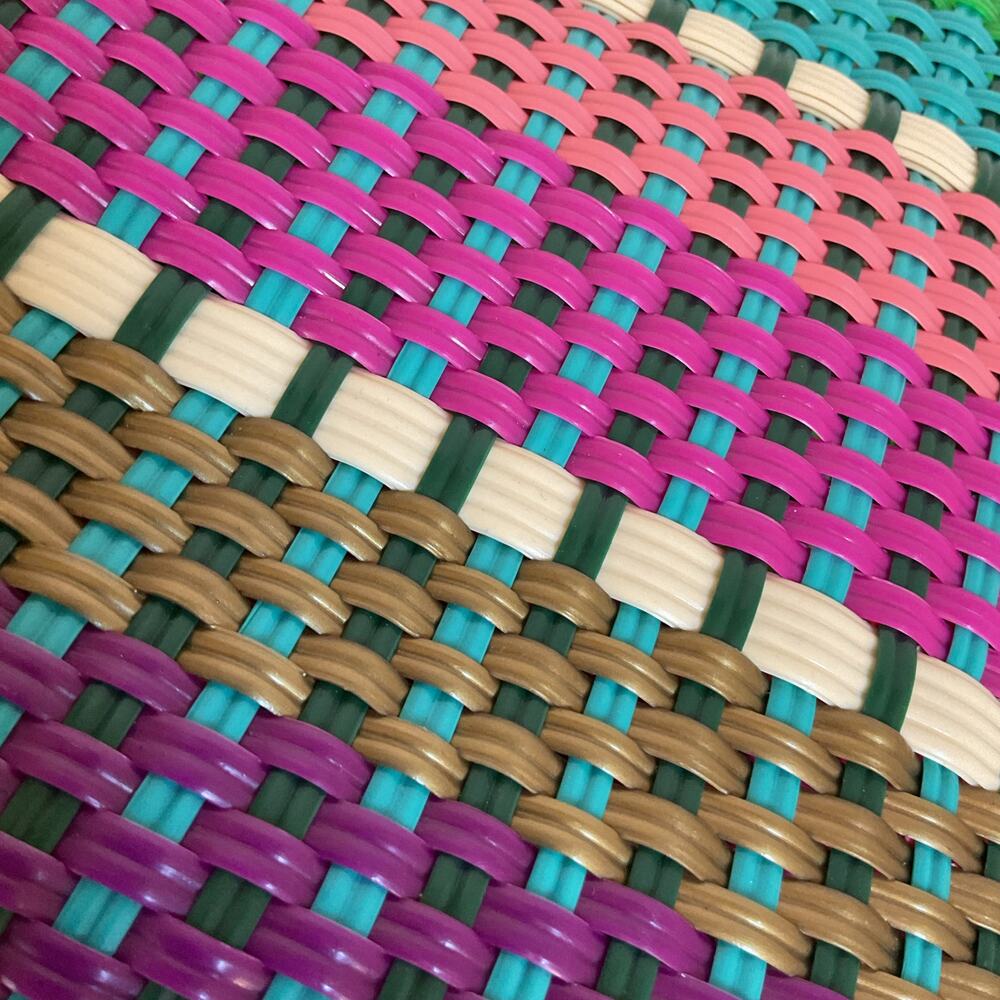 Colorful Handwoven Market & Beach Bag – Recycled Plastic Tote - Picture 8 of 9